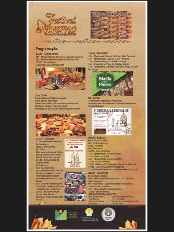 FESTIVAL DE INVERNO de Itá - PROGRAMAÇÃO
